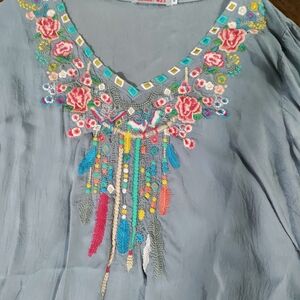 Johnny Was, Medium Beautiful Pre-owned ConditionEmbroidered Boho Blouse